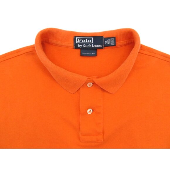 Polo Ralph Lauren Polo Shirt XL Orange Custom Fit Green Pony Logo Short Sleeve - Picture 2 of 15